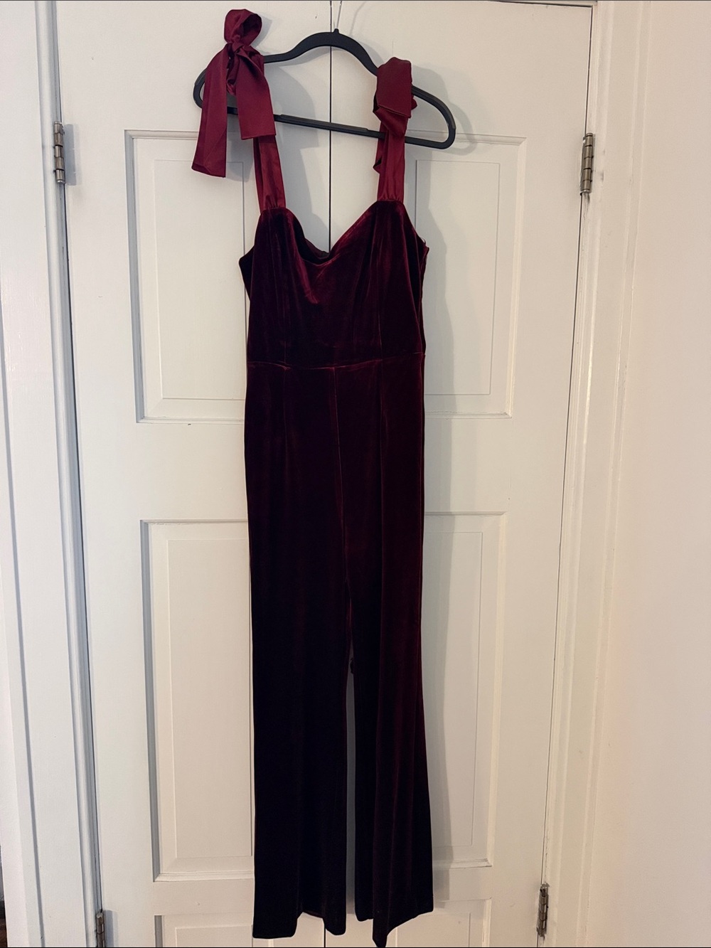 Endless Rose Burgundy Velvet Tie-Shoulder Jumpsuit